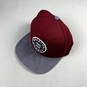 Brixton Hat Cap Snapback Red Gray Supply Classic Circle Logo Adjustable Mens Dad
